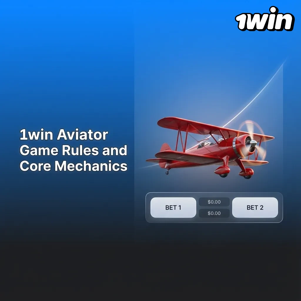 Illustration of 1win Aviator: red plane, rising multiplier, player timing cash-out before the aircraft flies away