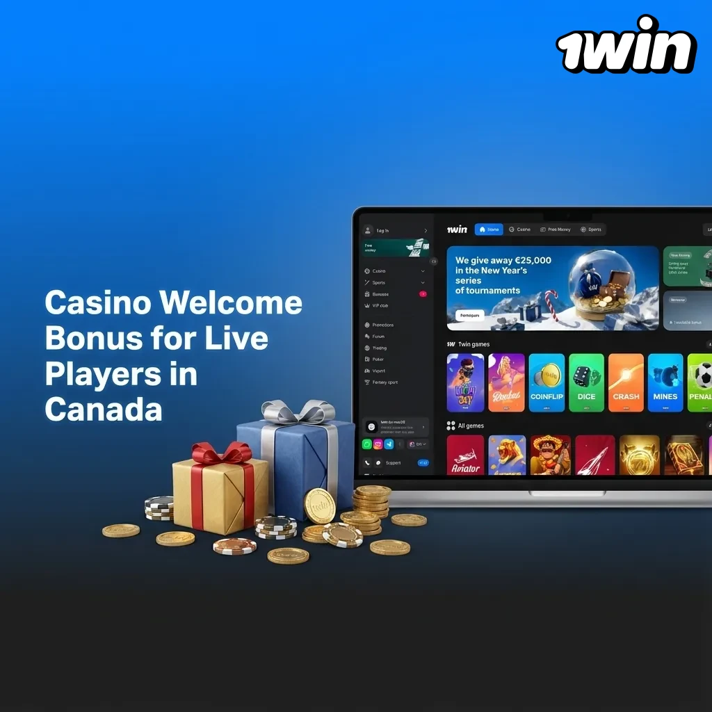 Banner promoting 500% casino welcome bonus up to C$750 for new Canadian live and slots players