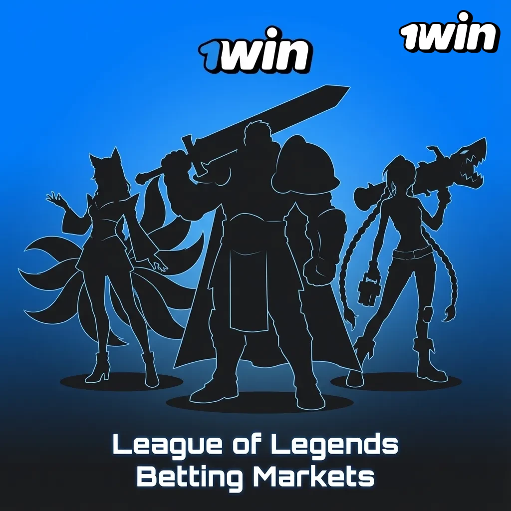 League of Legends betting markets page showing match winner, map, and objective props for major tournaments on 1win.