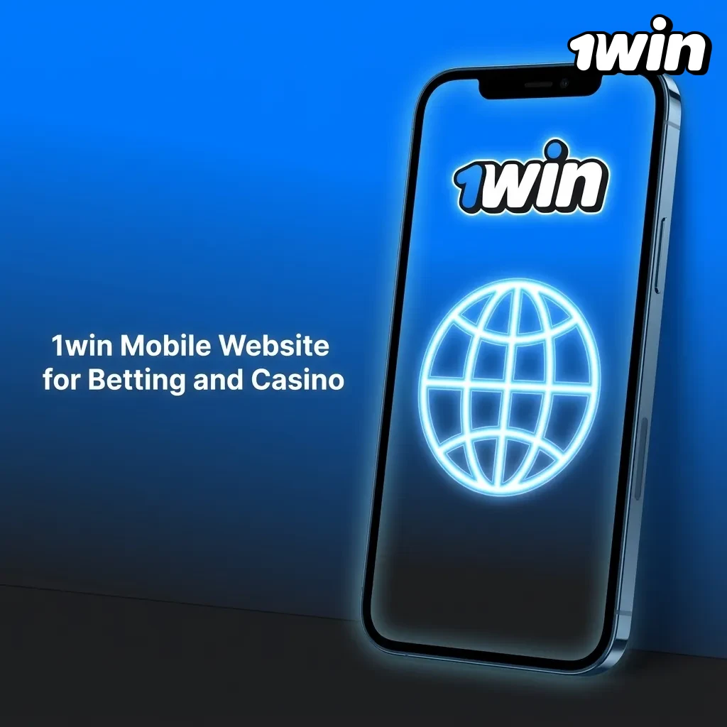 Smartphone displaying 1win mobile website with betting and casino options, highlighting full browser-based functionality