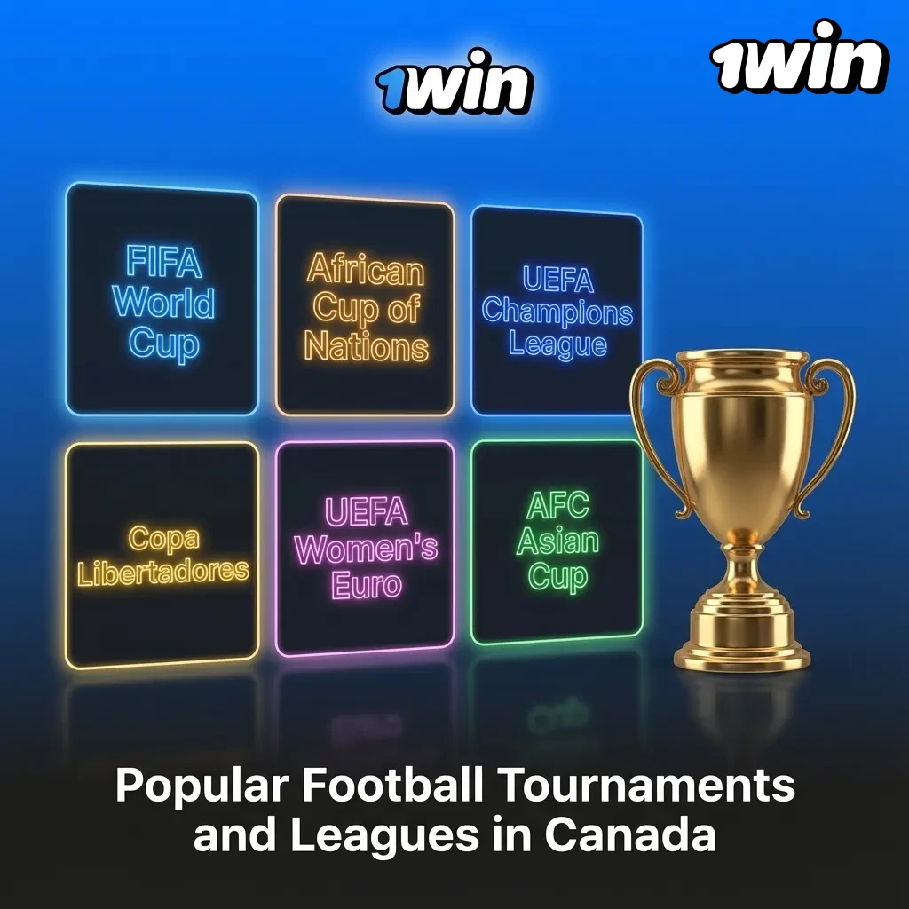 Graphic titled “Popular Football Tournaments and Leagues in Canada” listing major global and Canadian competitions for betting.