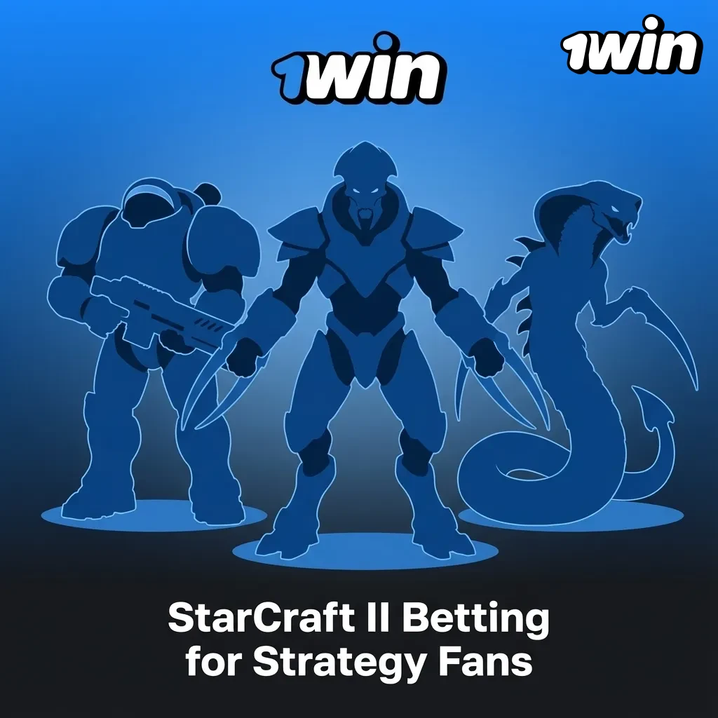 StarCraft II esports betting graphic showing Terran, Zerg, and Protoss units with tournament logos and betting odds