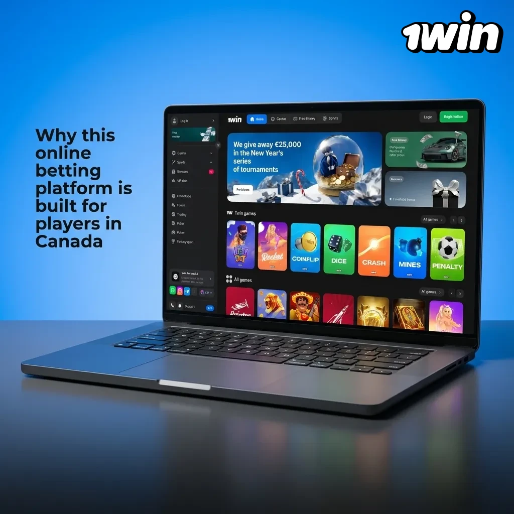 Laptop screen shows Canadian betting site with NHL odds, blackjack table, slot reels, and secure mobile app icons