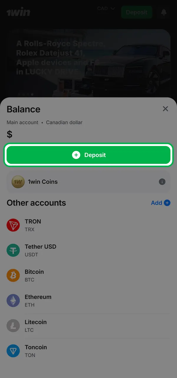 Make a deposit and start playing Aviator at 1win.