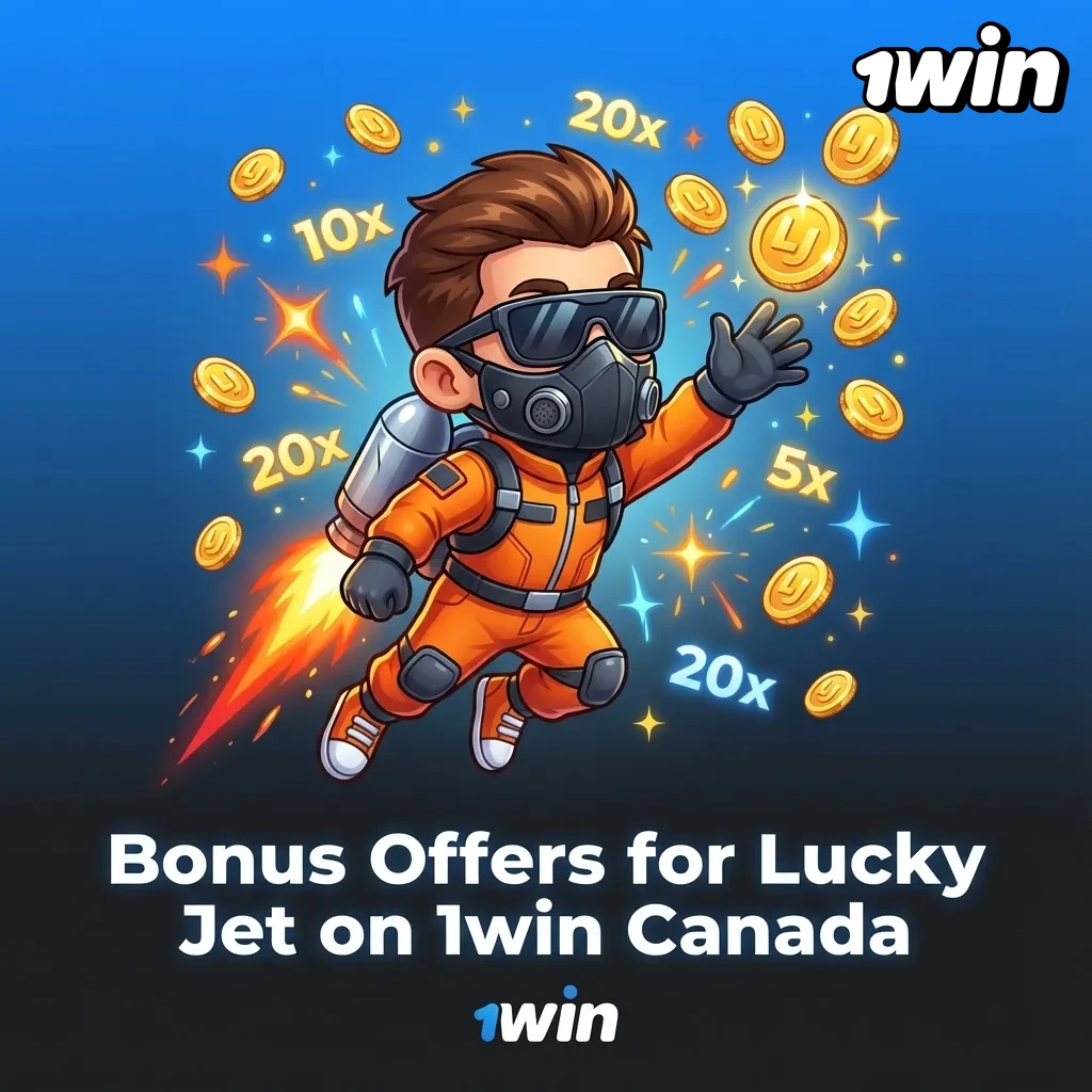 Canadian 1win Lucky Jet bonus banner showing 500% welcome offer up to C$750 for new casino players