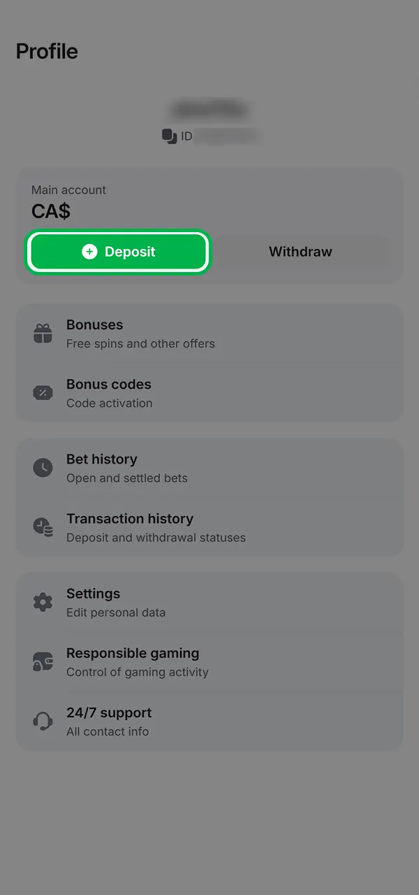 Top up your account to receive bonuses at 1win.