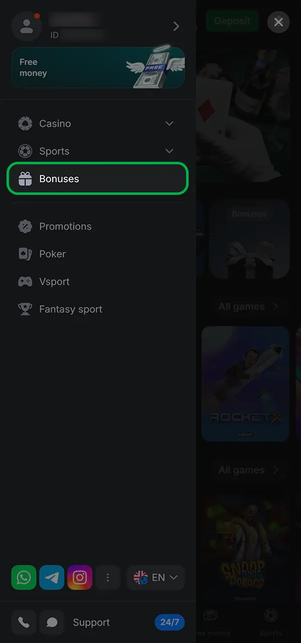 Use your bonus at 1win Casino.