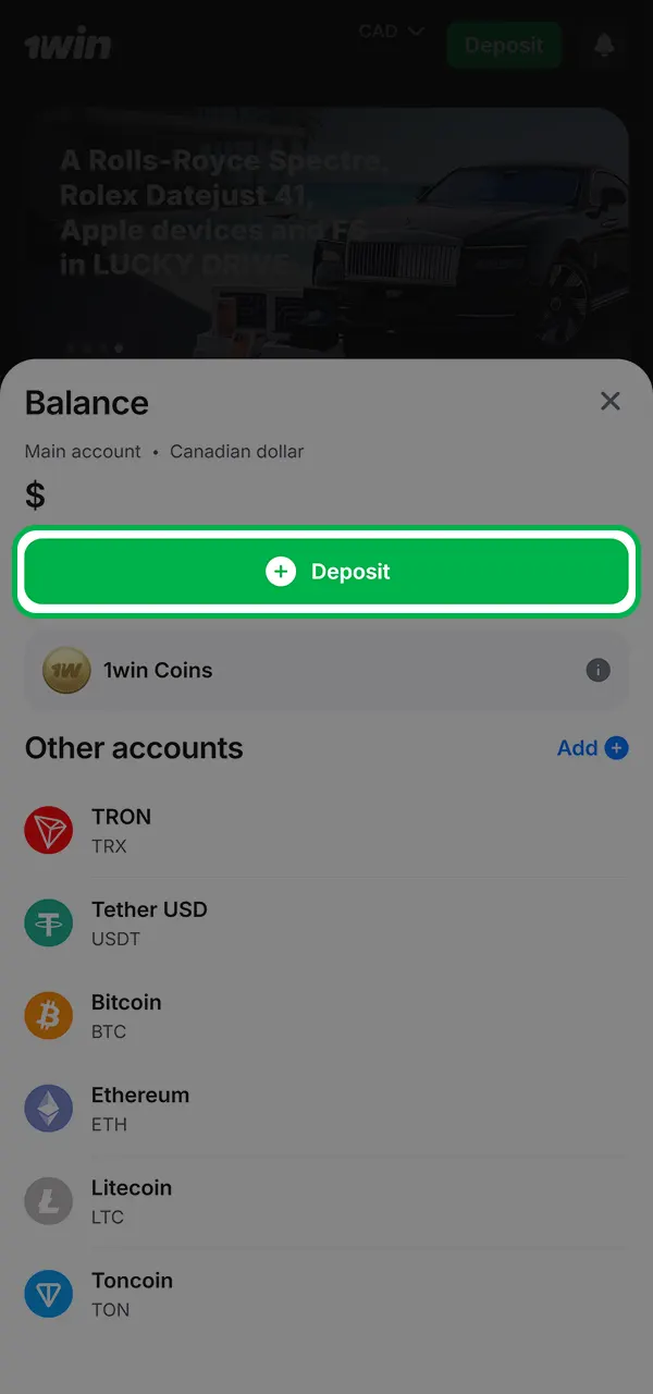 Make your first deposit and start betting on esports at 1win.