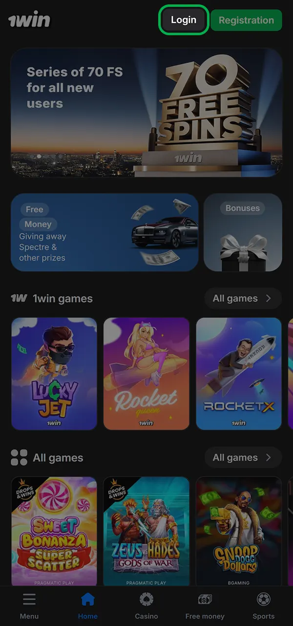 Log in to your account and start betting on football at 1win.