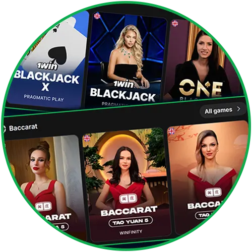 Play with live dealers and feel the thrill at 1win.