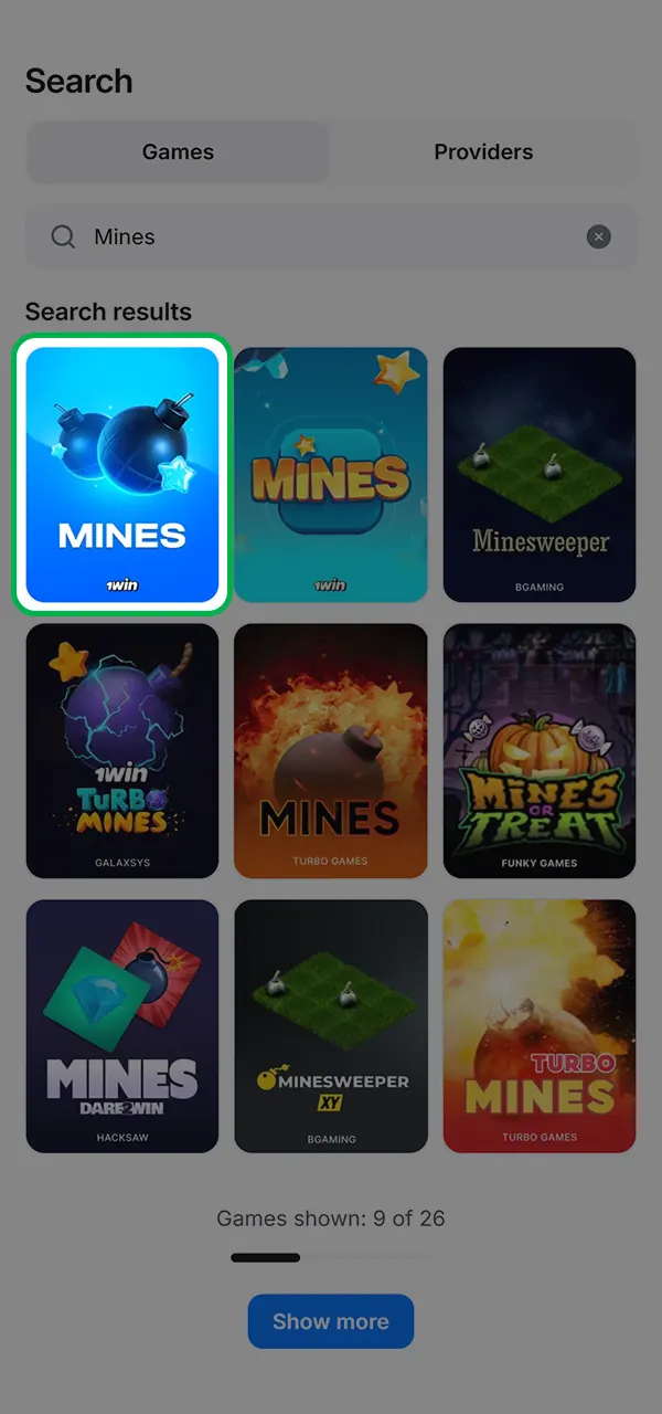 Try your luck at Mines on 1win.