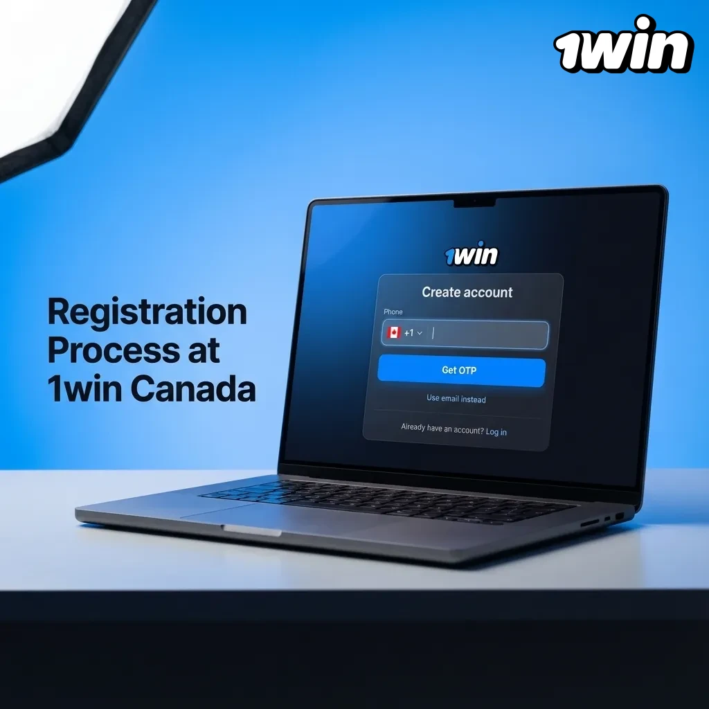 Illustrated 1win Canada registration steps from sign-up and verification to setting limits and making the first deposit.