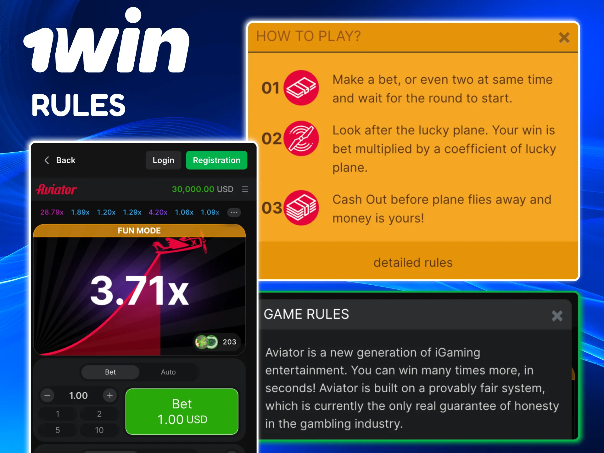 1win Aviator guide outlining multiplier growth, manual or auto cash‑out, and safe betting.