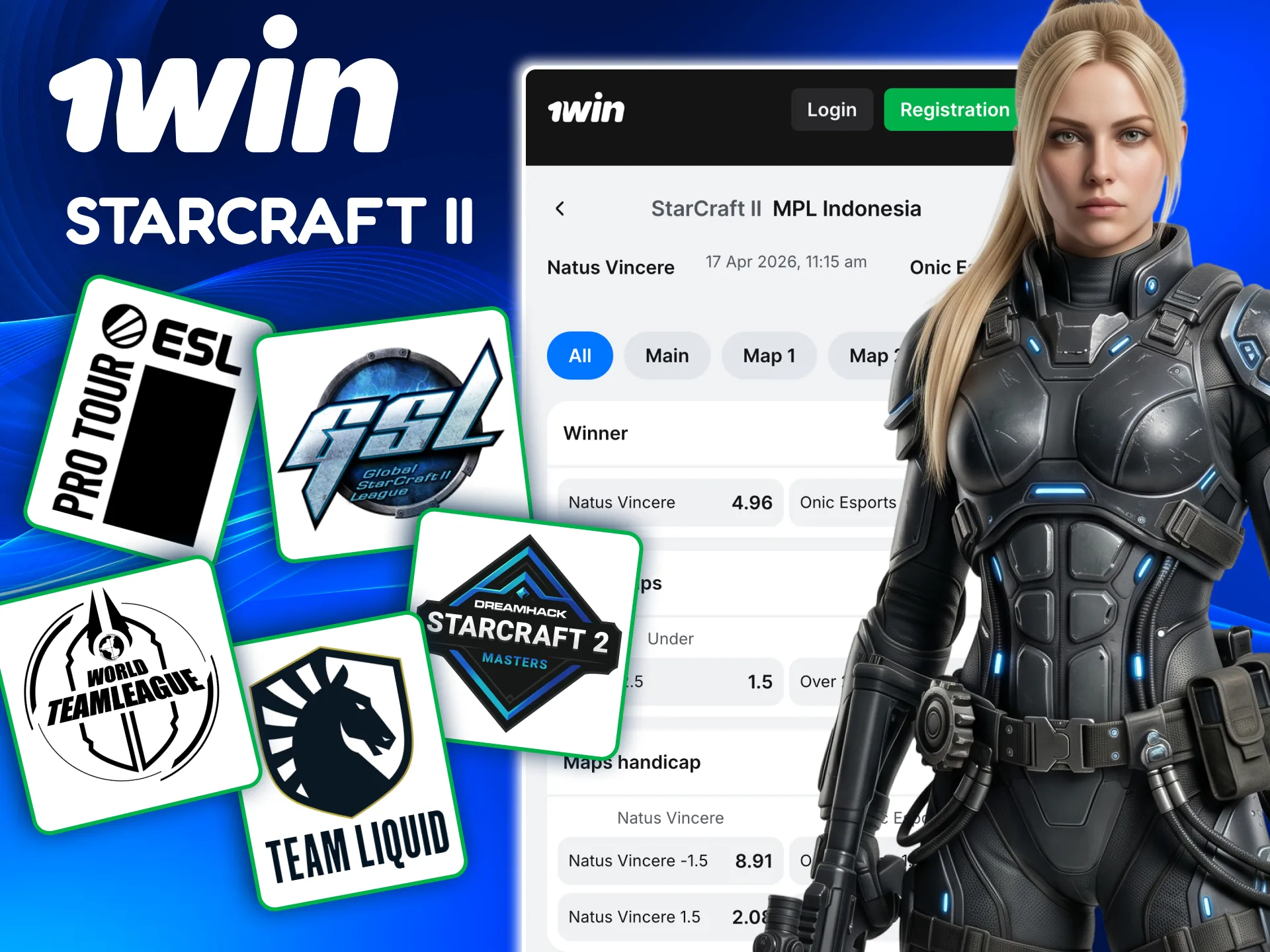 1win StarCraft II betting using matchup knowledge and player tendencies.