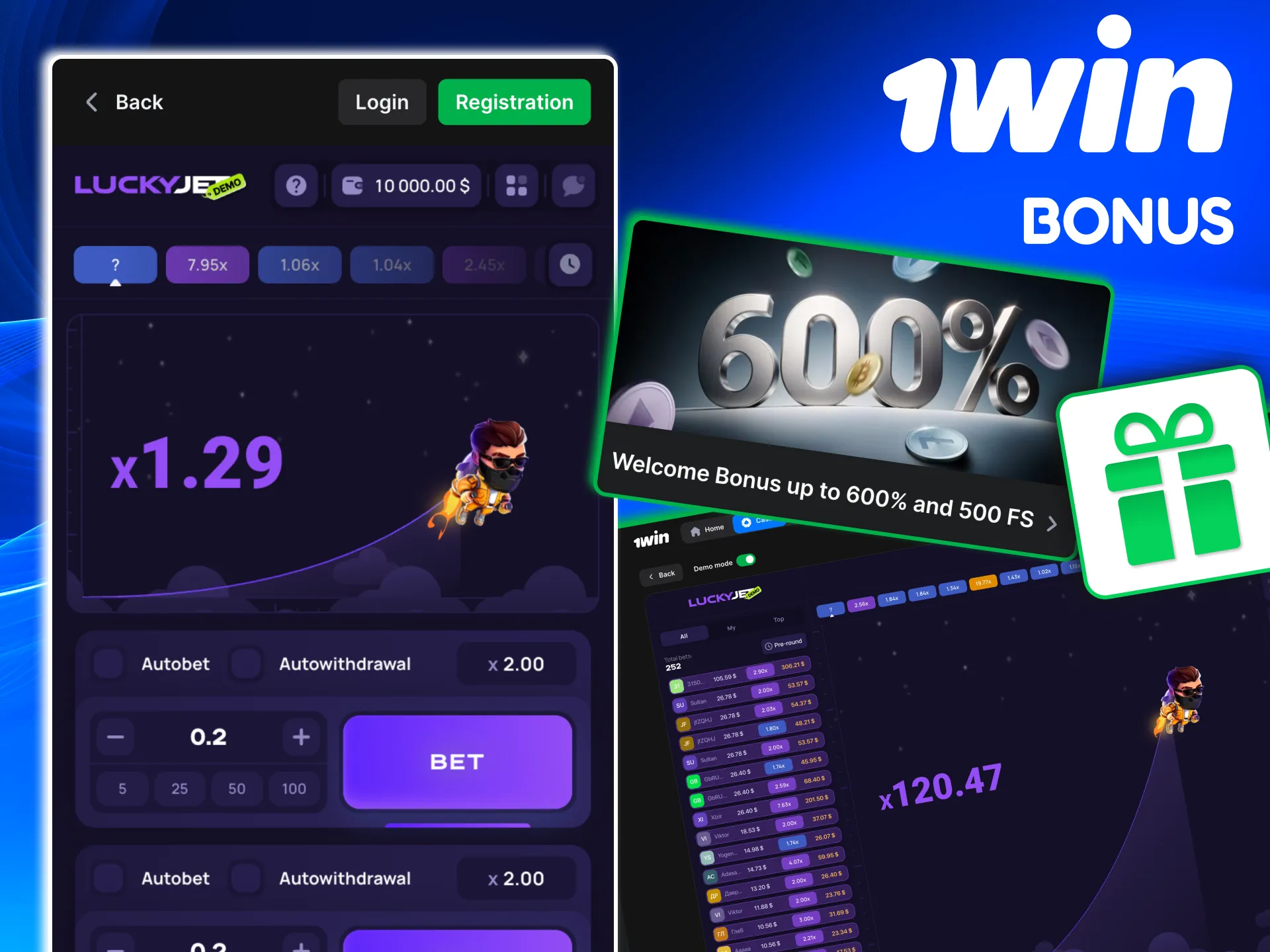 Bonus funds on 1win usable for Lucky Jet after first deposits.