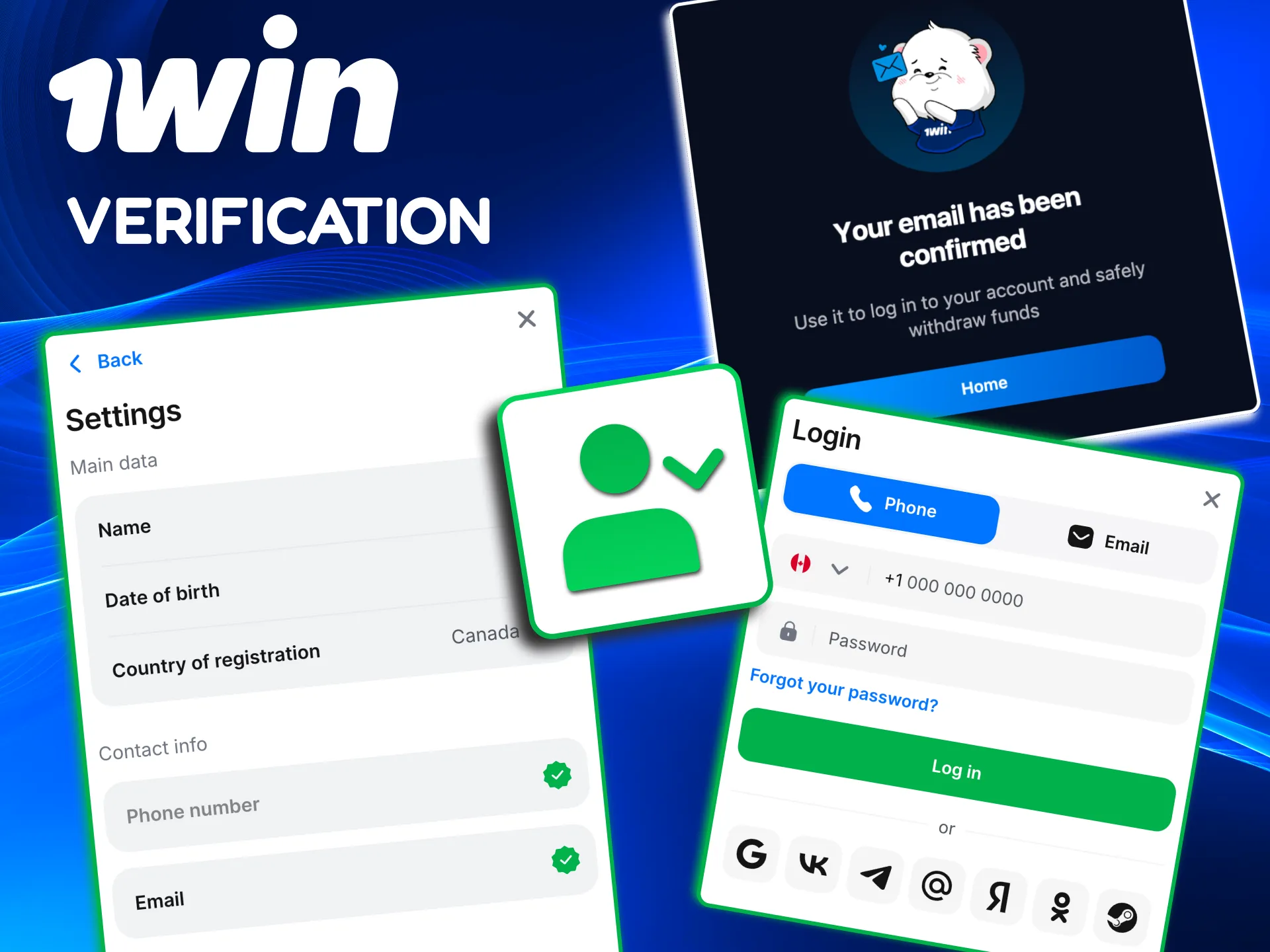 1win account verification confirming identity before secure withdrawals.