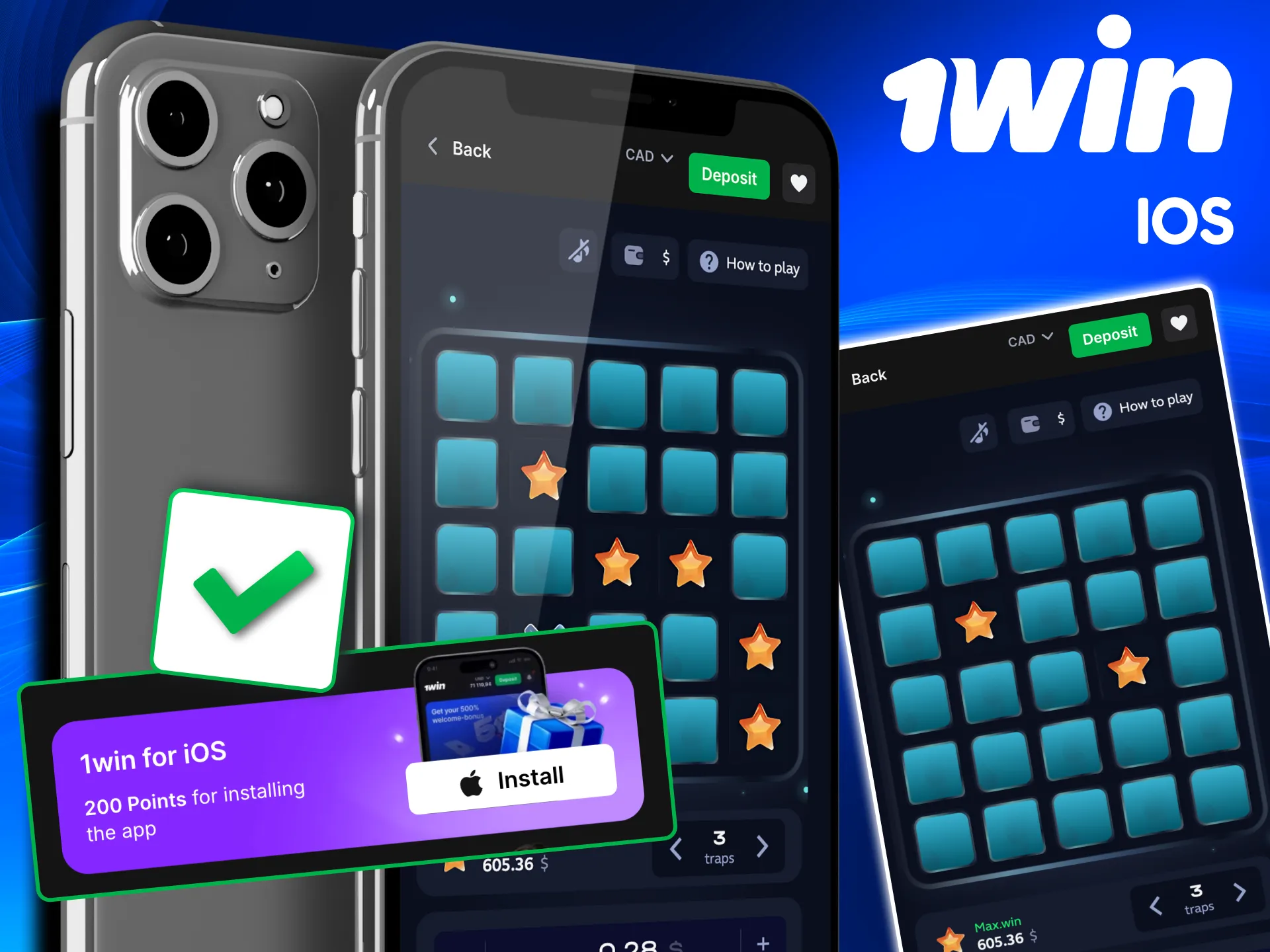 iOS guide for launching Mines via the 1win app or home shortcut.