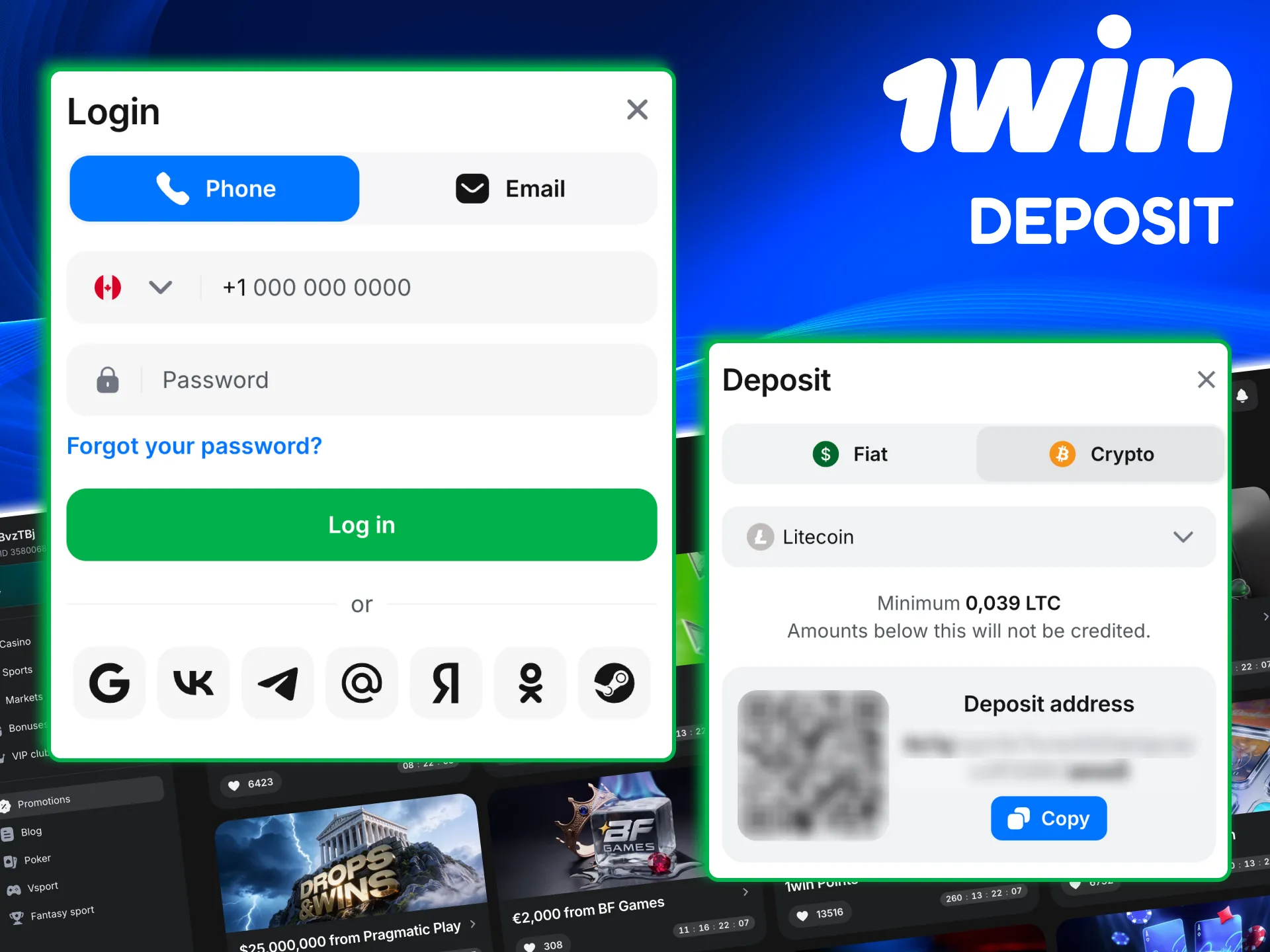 Simple 1win deposit process for Canada users choosing payment methods.