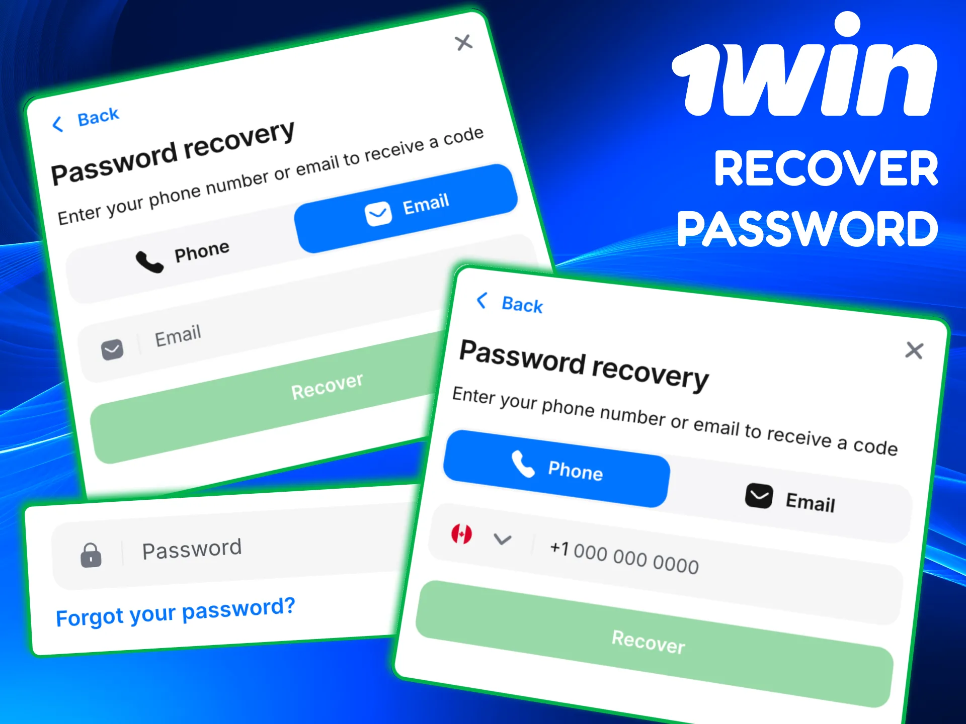 Steps for Canada users to reset forgotten 1win login details.