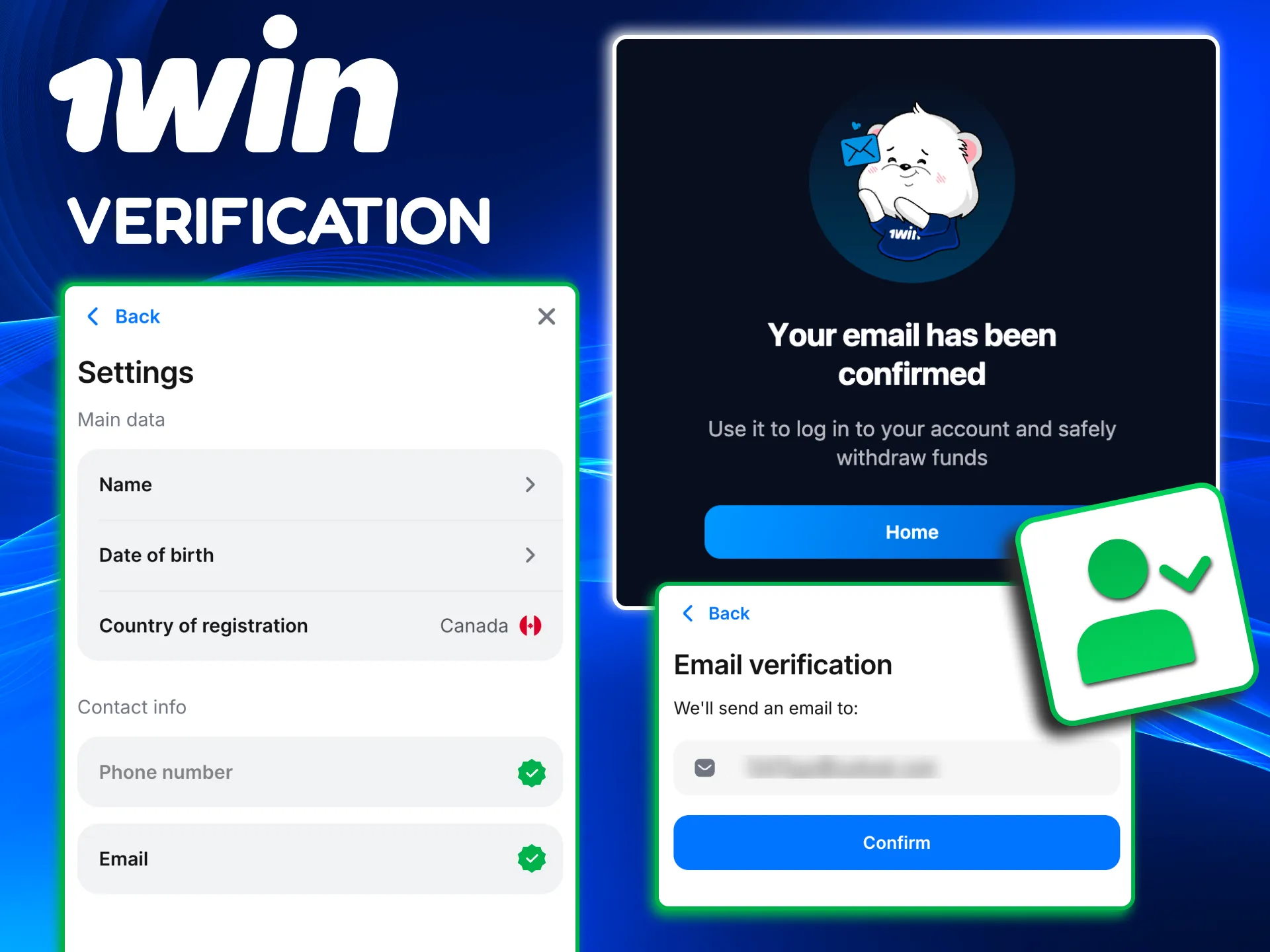 1win verification steps for Canada users confirming identity and address.