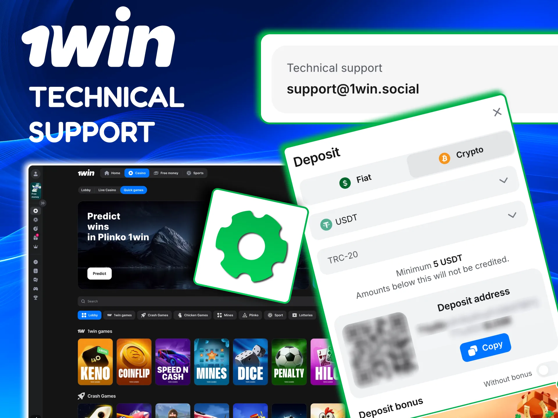 1win tech assistance for Canada users with loading or game errors.